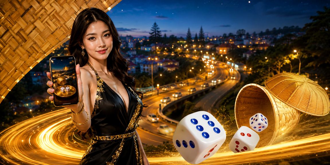Cảnh Đà Lạt với bàn tài xỉu và nón lá, gợi nhớ trải nghiệm giải trí địa phương