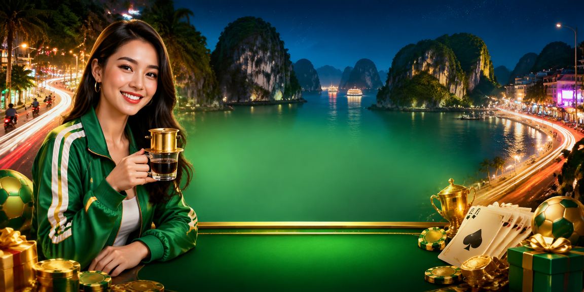 Người chơi thưởng thức game bài tại Hạ Long với ly cà phê Việt Nam
